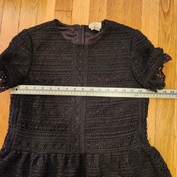 Kate Spade Mixed Lace Top, Black with Peplum, Sz XS: romanticore, dark feminine - Picture 7 of 10